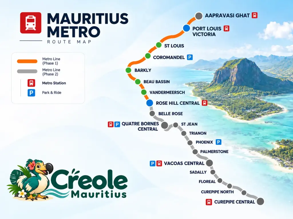A map of mauritius metro