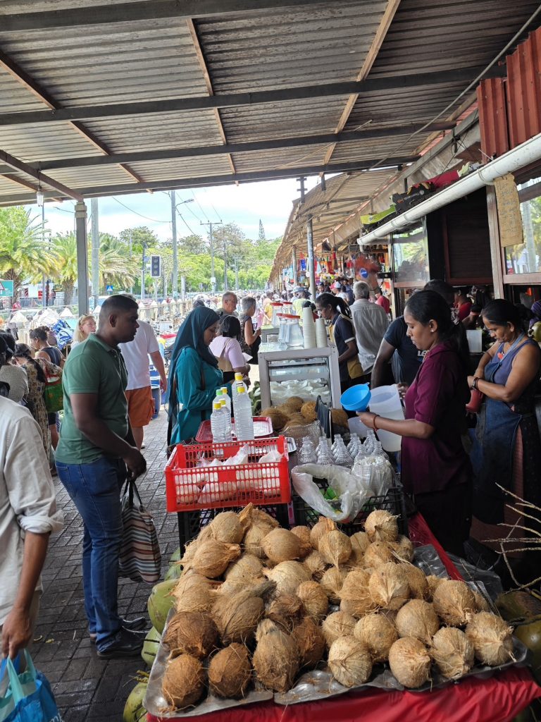 Coconut juice at Flacq market Mauritius